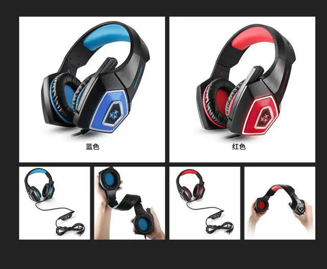 Alt view image 3 of 3 - V1 headset cross-border gaming headset luminous headset gaming microphone with wire control