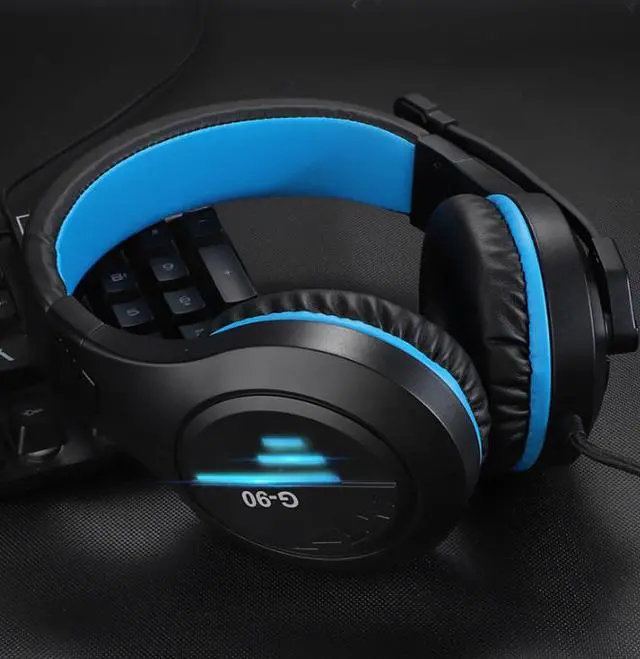 Alt view image 4 of 6 - G90 Computer headset breathing light gaming headphone 2.2 meters long braided cord Headset Microphone
