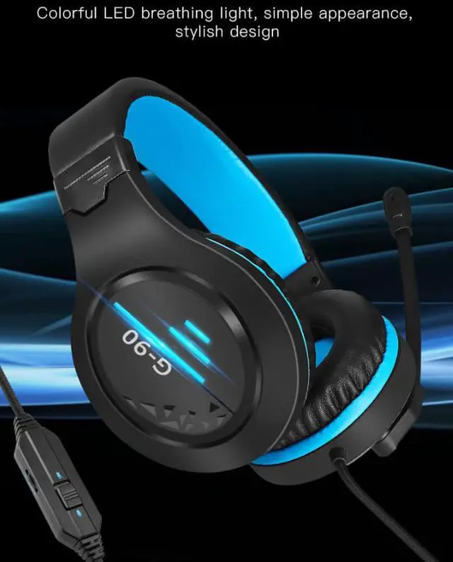 Alt view image 3 of 6 - G90 Computer headset breathing light gaming headphone 2.2 meters long braided cord Headset Microphone