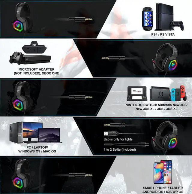 Alt view image 3 of 6 - Headphone Breathing Light K10RGB Headphones English Listening Speaking Test Headphone Luminous Gaming Headphone Microphone
