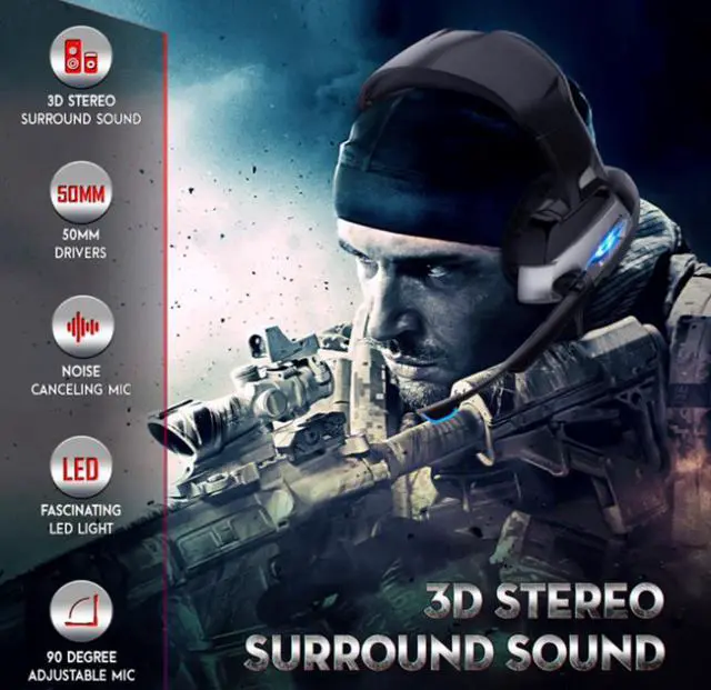 Alt view image 6 of 6 - K5 Headphones PC Computer 3.5MM Oversized Ear Shell Internet Cafe earphones Listening to Sound Positioning Luminous headsets