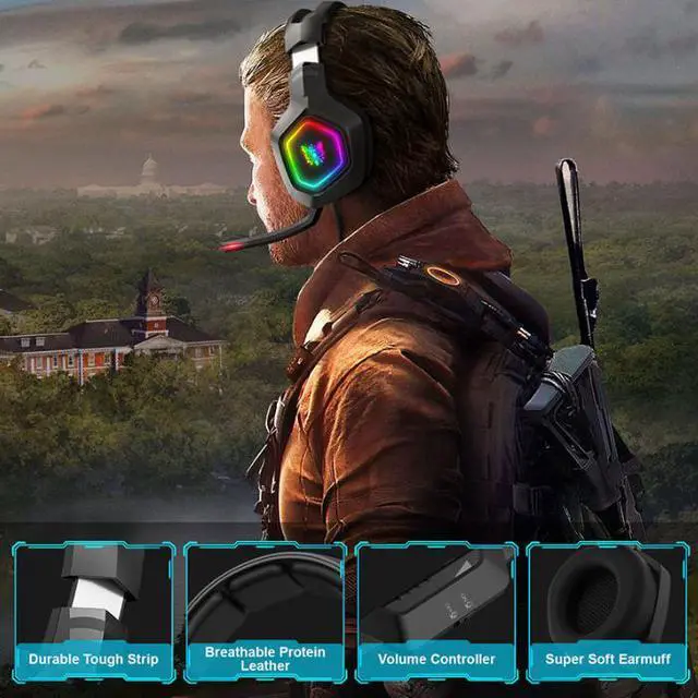 Alt view image 5 of 6 - Headphone Breathing Light K10RGB Headphones English Listening Speaking Test Headphone Luminous Gaming Headphone Microphone