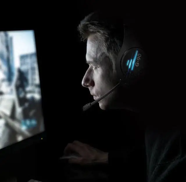 Alt view image 6 of 6 - G90 Computer headset breathing light gaming headphone 2.2 meters long braided cord Headset Microphone