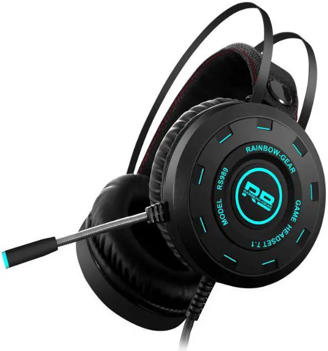 Alt view image 5 of 5 - RS989 head-mounted gaming headset USB7.1 luminous internet cafe headset microphone