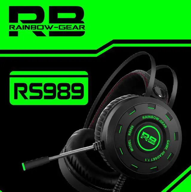 Alt view image 2 of 5 - RS989 head-mounted gaming headset USB7.1 luminous internet cafe headset microphone