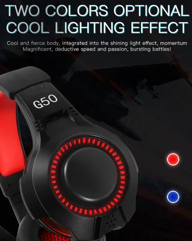 Alt view image 3 of 3 - Gaming G50 Head-mounted Luminous Gaming headset wired computer Headset Internet Cafe Headphine microphone