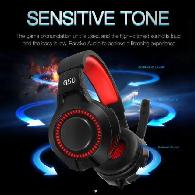 Main image of Gaming G50 Head-mounted Luminous Gaming headset wired computer Headset Internet Cafe Headphine microphone