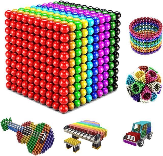 Magnetic Balls 1000 pcs 5mm 10 Rainbow Colors Balls Multicolored Large Cube Building Blocks Sculpture Educational Intelligence Development Stress