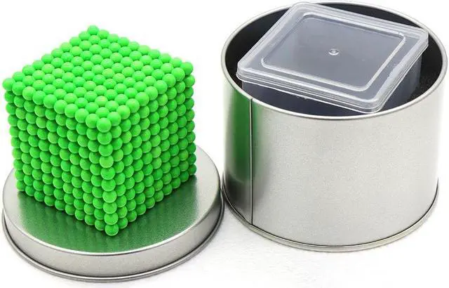Alt view image 2 of 2 - Magnetic Balls 1000 pcs 5mm Noctilucent Green Balls  Large Cube Building Blocks Sculpture Educational Intelligence Development Stress Relief Imagination Gift Light Green