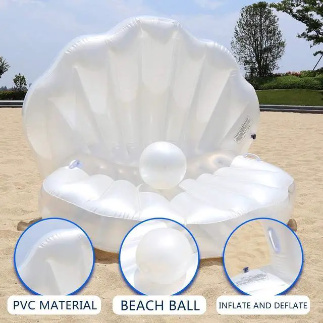 Alt view image 3 of 5 - Inflatable Seashell Swimming Pool Inflatable Floating Ball Giant Swimming Pool Floating Bed Mattress Beach Swimming Pool Seashore Shell Shaped Water Sofa Floating Air Cushion Beach Swimming Pool