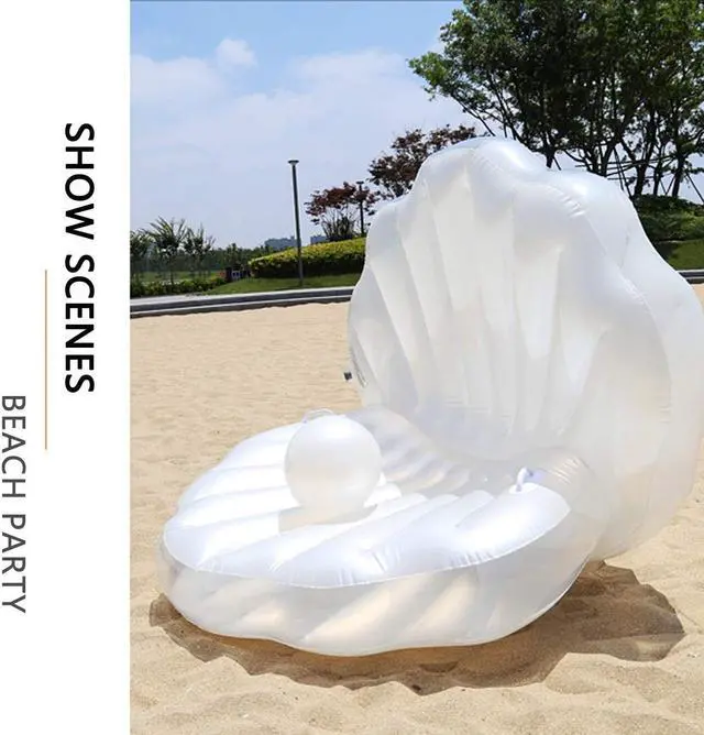 Alt view image 5 of 5 - Inflatable Seashell Swimming Pool Inflatable Floating Ball Giant Swimming Pool Floating Bed Mattress Beach Swimming Pool Seashore Shell Shaped Water Sofa Floating Air Cushion Beach Swimming Pool