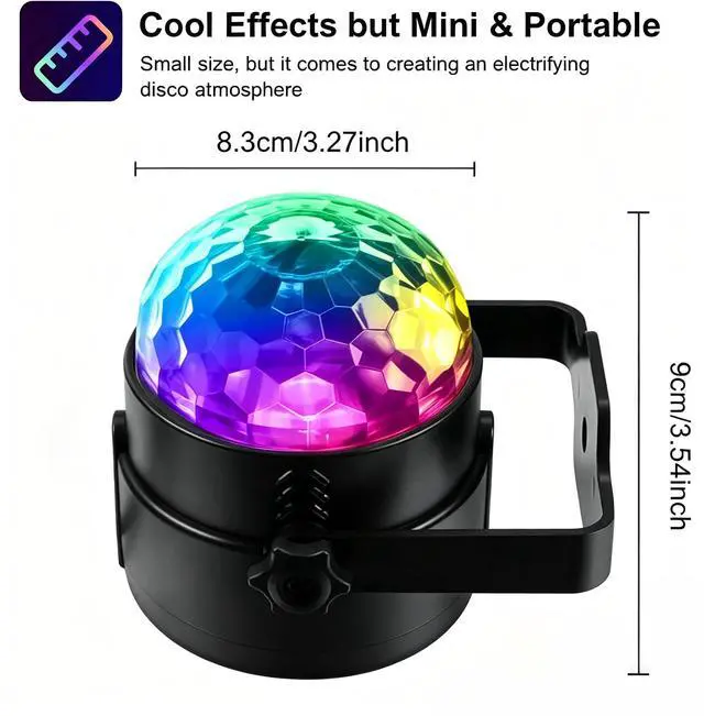 Alt view image 2 of 5 - Party Lights,Disco Light Disco Ball Dj Rave Lights Strobe Lights Sound Activated Stage Lights Projected Effect Dancing Light Remote Control for Birthday Xmas Wedding Bar Glow Party Christmas