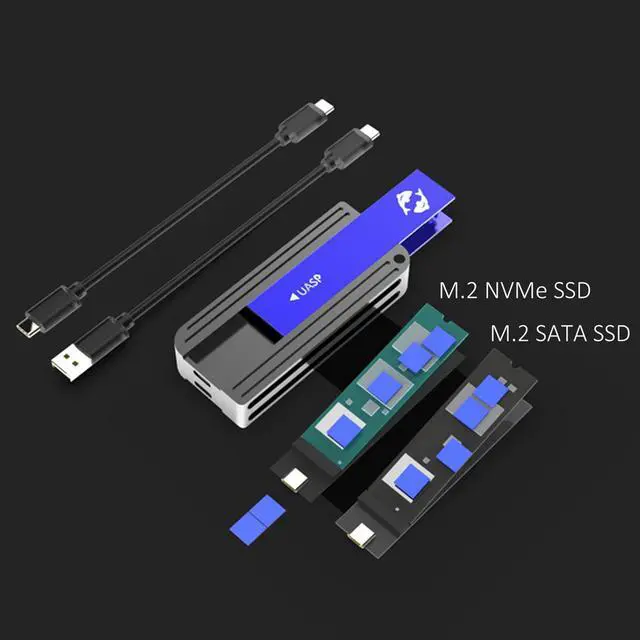Alt view image 7 of 7 - GLOTRENDS 2 in 1 M.2 Enclosure for M.2 PCIe NVMe SSD (Key-M) and M.2 SATA SSD (Key-B/B+M) (Pisces)