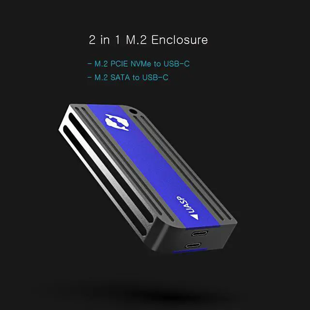 Alt view image 2 of 7 - GLOTRENDS 2 in 1 M.2 Enclosure for M.2 PCIe NVMe SSD (Key-M) and M.2 SATA SSD (Key-B/B+M) (Pisces)