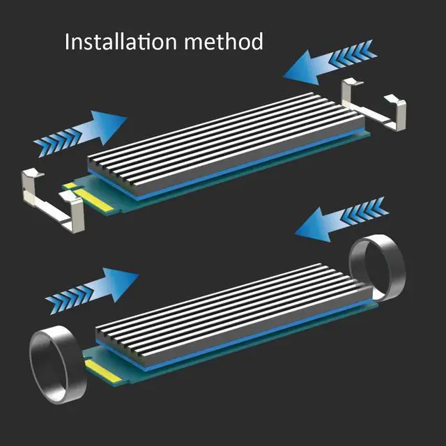Alt view image 4 of 6 - GLOTRENDS M.2 Heatsink for 2280 M.2 SSD, Fit for PC/PS5/PS5 Slim Installation, 22x70x3mm Aluminum Body, Including Thermal Pad (2 Packs)
