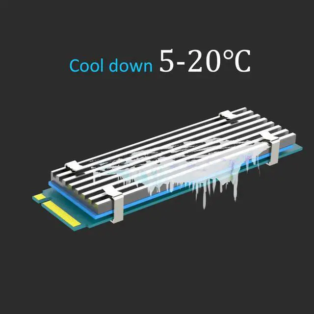 Alt view image 3 of 6 - GLOTRENDS M.2 Heatsink for 2280 M.2 SSD, Fit for PC/PS5/PS5 Slim Installation, 22x70x3mm Aluminum Body, Including Thermal Pad (2 Packs)