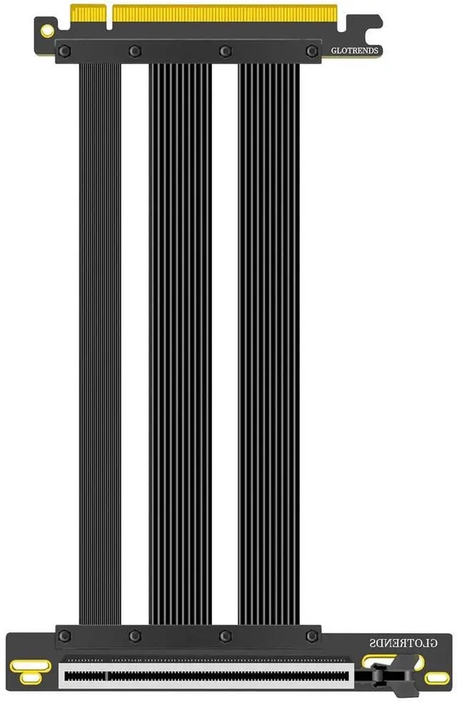 Main image of GLOTRENDS 200mm PCIe 5.0 X16 Riser Cable, 0 to 90 Degree Conversion, Compatible with PCIe 5.0/4.0 GPUs, Such as RTX5090, RTX4090, RX8900, RX7900, etc (PCIE50-X16-200MM-0090D)