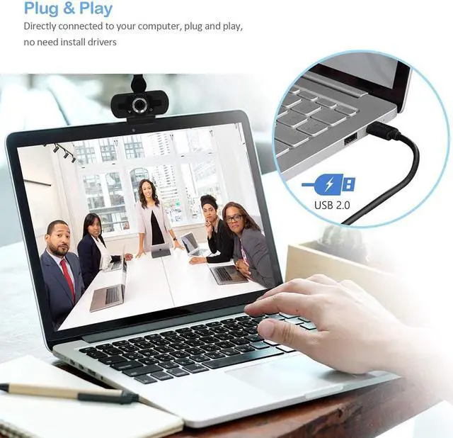 Alt view image 7 of 7 - New USB HD 1080P Computer Camera With Lens Dust Cover Webcam For Webcast Video Conference