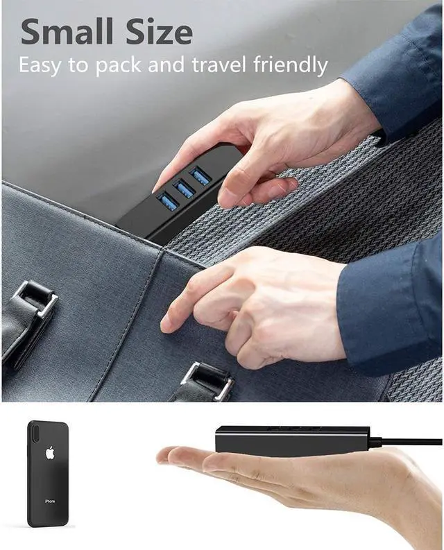 Alt view image 4 of 7 - USB to Ethernet Adapter, 3-Port USB 3.0 Hub with RJ45 10/100/1000 Gigabit Ethernet Adapter Converter LAN Wired USB Network Adapter for Ultrabooks, Notebooks, Tablets and More