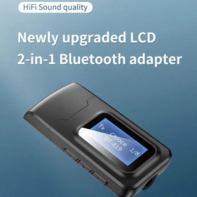 Alt view image 3 of 7 - 2 in 1 Bluetooth 5.0 Wireless Audio Receiver Transmitter LCD Display 3.5mm AUX Jack Bluetooth Adapter for Car PC TV Headphones