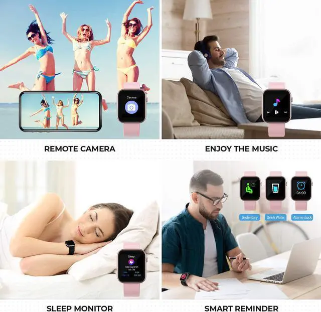 Alt view image 5 of 7 - [New] Colorful Smart Watch, Fitness Tracker with Heart Rate Monitor, IP67 Waterproof Fitness Watch with Pedometer, Smartwatch Compatible with iOS, Android for Men, Women