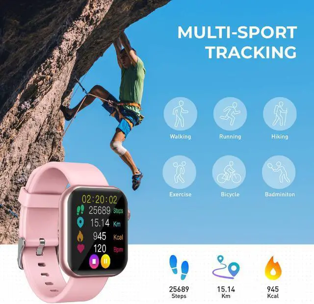 Alt view image 6 of 7 - [New] Colorful Smart Watch, Fitness Tracker with Heart Rate Monitor, IP67 Waterproof Fitness Watch with Pedometer, Smartwatch Compatible with iOS, Android for Men, Women