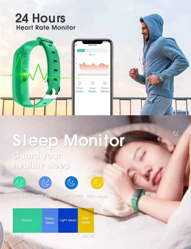Alt view image 2 of 7 - Fitness Tracker with Heart Rate Monitor, Sleep Tracker, IP68 Swimming Waterproof, 7-13 Days Playtime, Calorie Counter, Pedometer with GPS Tracking TFT-LCD Color Touch Screen for Men and Women