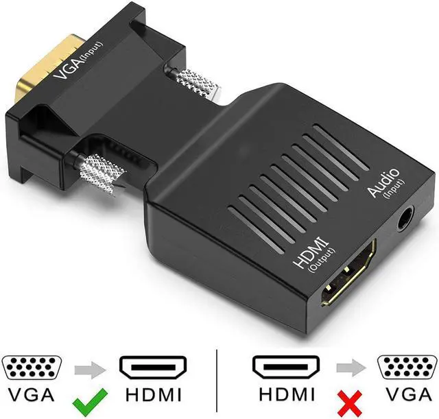 Main image of VGA to HDMI, VGA to HDMI Adapter (Male to Female) with Audio Support and 1080P Resolution for Computer, Desktop, Laptop, PC, Monitor, Projector, HDTV and More