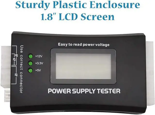 Alt view image 3 of 7 - 20/24 Pin ATX Computer PC Power Supply Tester for ATX/BTX/ITX/SATA/PCI-E/HDD/BYI Connectors, 1.8'' LCD Screen (Sturdy Plastic Enclosure)