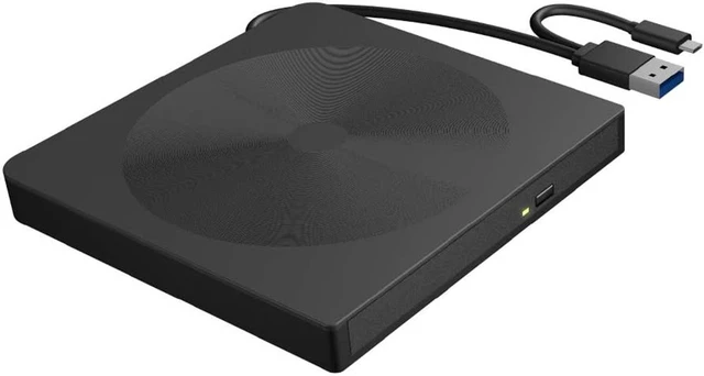 Main image of External CD DVD Drive, USB 3.0 Type-C Portable Slim CD/DVD +/-RW Drive ROM Rewriter Writer Reader Burner Player for Laptop Desktop Windows XP/2003/8.1/10/Vista/7, Linux, Mac 10 OS