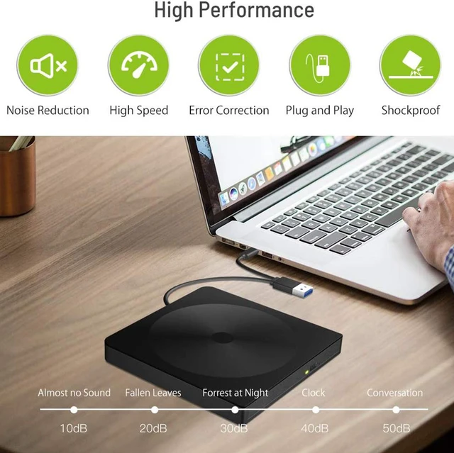 Alt view image 3 of 7 - External CD DVD Drive, USB 3.0 Type-C Portable Slim CD/DVD +/-RW Drive ROM Rewriter Writer Reader Burner Player for Laptop Desktop Windows XP/2003/8.1/10/Vista/7, Linux, Mac 10 OS