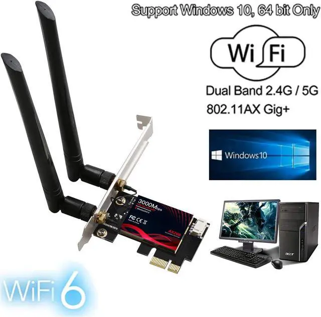 Alt view image 5 of 7 - WiFi 6 PCIe WiFi Card 3000Mbps Bluetooth 5.0 | 802.11AX | Intel AX200 Dual Band 2.4G/574M 5.8G/2400M Wireless Network Card | MU-MIMO | Low Latency | Support Win 10 64 bit with Shield Cover