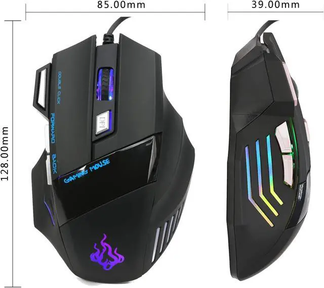 Alt view image 6 of 7 - Gaming mouse,  USB Wired Mouse Professional Ergonomic Optical Computer Mouse with 7 Buttons, 4 DPI Adjustable Level, High Precision 500Hz Polling Rate for Windows 7/8/10/2000/XP/Vista Mac