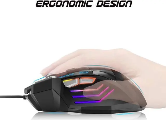 Alt view image 4 of 7 - Gaming mouse,  USB Wired Mouse Professional Ergonomic Optical Computer Mouse with 7 Buttons, 4 DPI Adjustable Level, High Precision 500Hz Polling Rate for Windows 7/8/10/2000/XP/Vista Mac