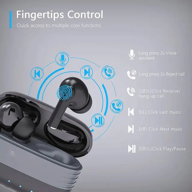 Alt view image 3 of 7 - Ture Wireless Earbuds Sport Wireless Headphones Bluetooth 5.0 Earphones With Mic, IPX5 Waterproof,/USB-C Charging/Touch Control Wireless Earphones Bluetooth Headphones for Sports, Workout, Gym