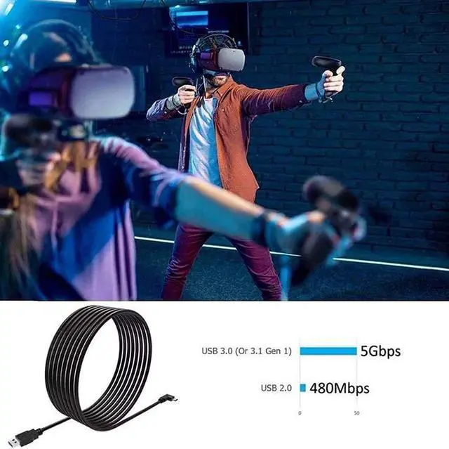 Alt view image 3 of 7 - USB C to USB A USB 3.0 Cable, Oculus Link 4M for Oculus Quest 2 and Quest, Super Fast USB 3.1 Charging and Data Transfer, Compatible with Type C Devices (4M)