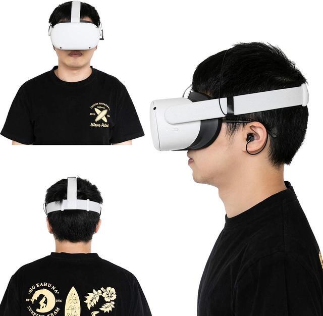 Alt view image 2 of 7 - Headphones for Oculus Quest 2 VR Headset Noise-Isolating in-Ear Earphones with 3D 360 Degree Sound and Custom Silicone Earbuds Caps (Black)