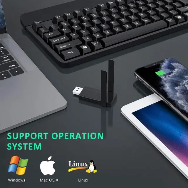 Alt view image 4 of 7 - USB 3.0 WiFi Adapter Wireless WiFi Dongle Dual Band with 5dBi Antenna AC1300Mbps Wireless Adapter for Desktop Laptop PC Support WinXP/7/8/10/vista, Mac10.4-10.14, Linux Network Card (1300Mbps Black)