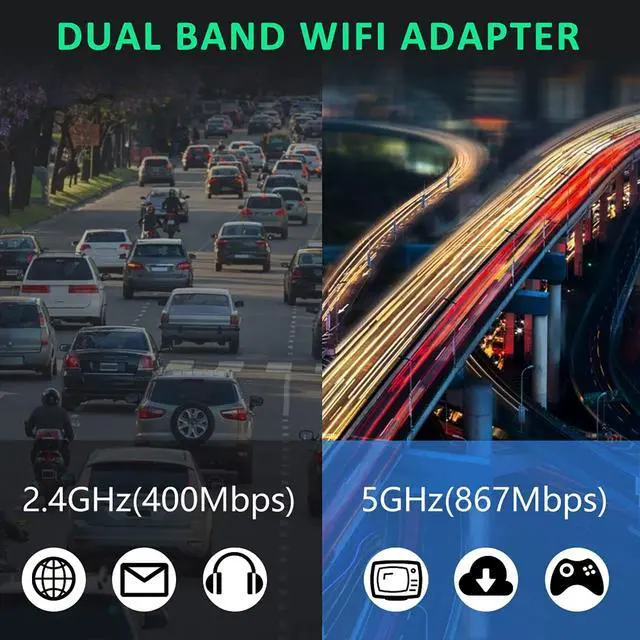 Alt view image 5 of 7 - USB 3.0 WiFi Adapter Wireless WiFi Dongle Dual Band with 5dBi Antenna AC1300Mbps Wireless Adapter for Desktop Laptop PC Support WinXP/7/8/10/vista, Mac10.4-10.14, Linux Network Card (1300Mbps Black)