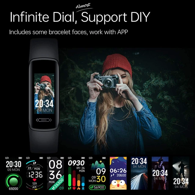 Alt view image 5 of 7 - Fitness Tracker, IP67 Waterproof Activity Tracker with Heart Rate/Body Temperature/ Blood Pressure/Sleep Monitor/Step Calorie Counter Smart Wristband Swipe Screen Self-Define Watch Face