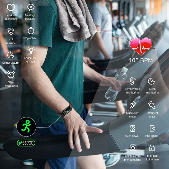 Alt view image 4 of 7 - Fitness Tracker, IP67 Waterproof Activity Tracker with Heart Rate/Body Temperature/ Blood Pressure/Sleep Monitor/Step Calorie Counter Smart Wristband Swipe Screen Self-Define Watch Face