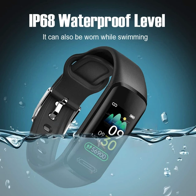 Alt view image 6 of 7 - Fitness Tracker, IP67 Waterproof Activity Tracker with Heart Rate/Body Temperature/ Blood Pressure/Sleep Monitor/Step Calorie Counter Smart Wristband Swipe Screen Self-Define Watch Face