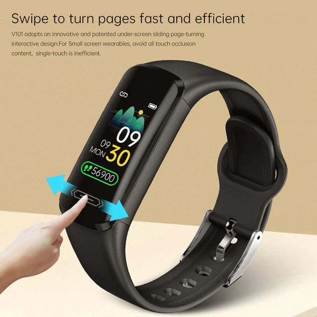 Alt view image 2 of 7 - Fitness Tracker, IP67 Waterproof Activity Tracker with Heart Rate/Body Temperature/ Blood Pressure/Sleep Monitor/Step Calorie Counter Smart Wristband Swipe Screen Self-Define Watch Face
