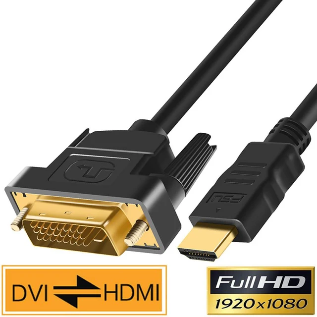 Main image of 16ft/5M HDMI to DVI Cable Bi Directional DVI-D 24+1 Male to HDMI Male High Speed Adapter Cable 1080P Full HD Compatible for Raspberry Pi Roku Xbox One PS4 PS3 Graphics Card Nintendo Switch (16 feet)