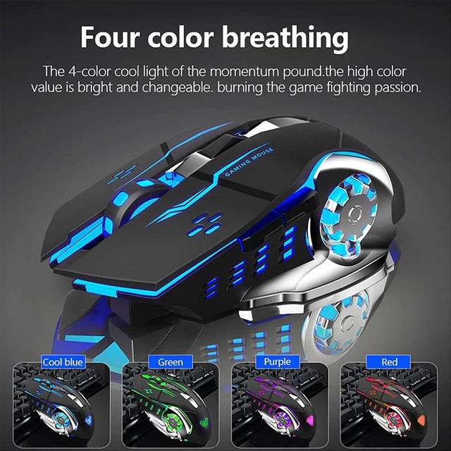 Alt view image 3 of 7 - SC100 Wireless Gaming Mouse, with 800mAh Battery Rechargeable, LED Backlight, USB Receiver, Ergonomic Optical 2.4G Cordless Metal Mice for PC Laptop, Tablet, Desktop Computer Games/Work (Black)