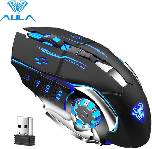 Main image of SC100 Wireless Gaming Mouse, with 800mAh Battery Rechargeable, LED Backlight, USB Receiver, Ergonomic Optical 2.4G Cordless Metal Mice for PC Laptop, Tablet, Desktop Computer Games/Work (Black)