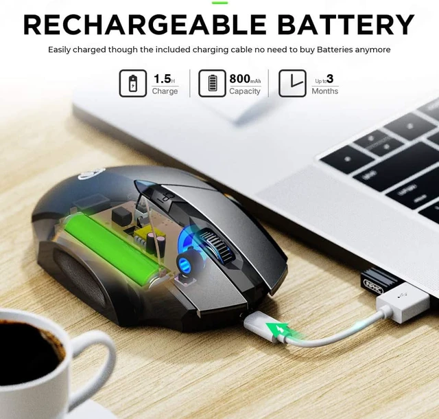 Alt view image 3 of 7 - Silent Bluetooth Mouse, Rechargeable Tri-Mode Bluetooth 5.0/3.0 and 2.4G Wireless Mouse 1600dpi Ergonomic Large laptop Mice for PC Computer MacBook, iPad OS