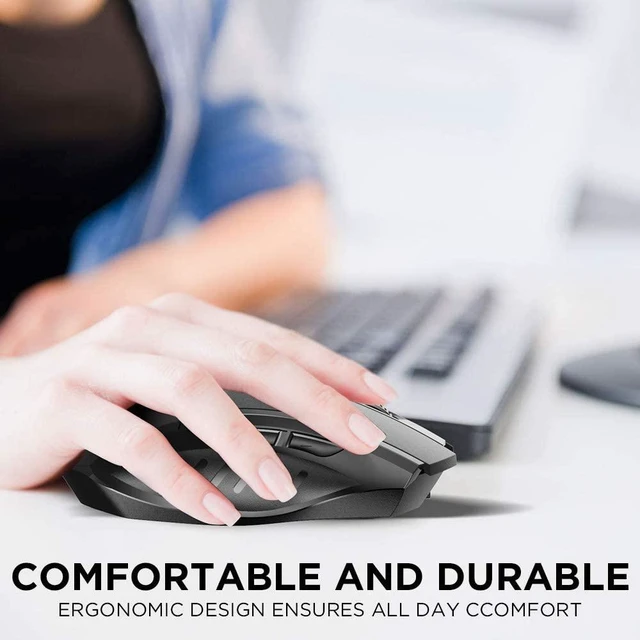 Alt view image 7 of 7 - Silent Bluetooth Mouse, Rechargeable Tri-Mode Bluetooth 5.0/3.0 and 2.4G Wireless Mouse 1600dpi Ergonomic Large laptop Mice for PC Computer MacBook, iPad OS