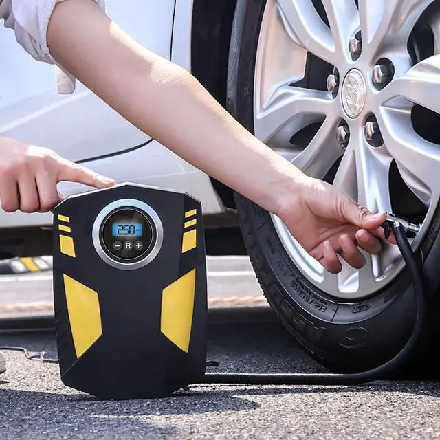 Alt view image 2 of 7 - Digital Tyre Inflator, Portable Air Compressor Tire Inflator 12V Rapid Electric Car Tyre Inflator Air Pump, 3 Nozzle Adaptors and Digital LED Light for Car Tires, Bicycles and Other Inflatables