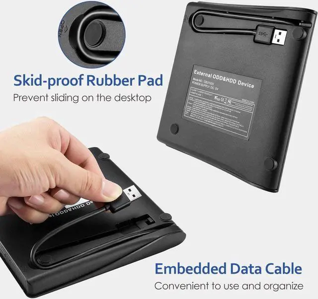 Alt view image 5 of 7 - External CD DVD Drive, USB 3.0 Portable CD/DVD +/-RW Drive/DVD Player for Laptop CD ROM DVD Burner Compatible with Laptop Desktop PC Windows Linux OS Apple Mac (Black)